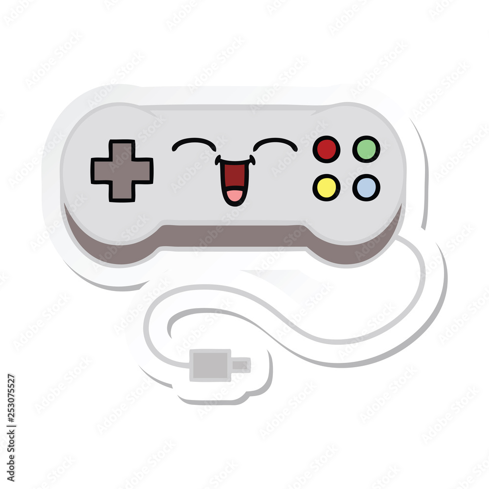 sticker of a cute cartoon game controller sticker of a cute cartoon game controller