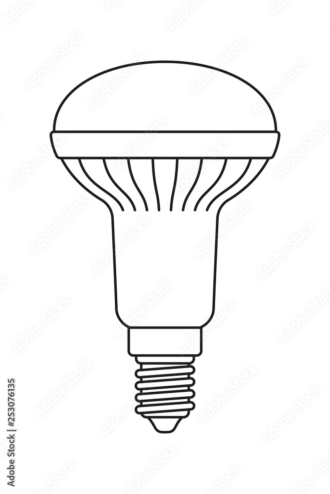 Line art black and white halogen bulb Line art black and white halogen bulb