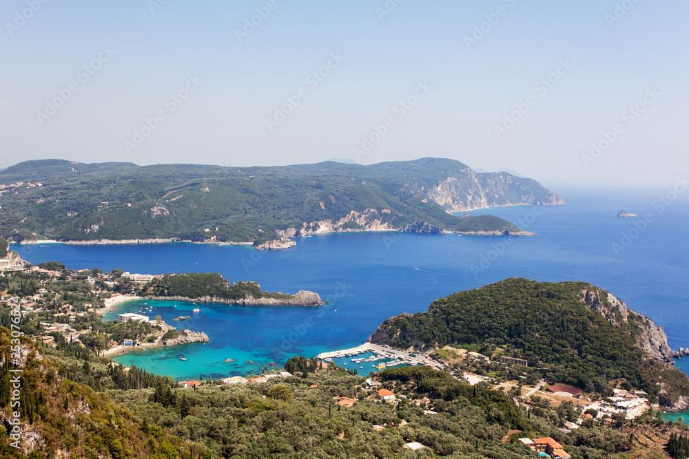 High angle view of Corfu island, Greece.