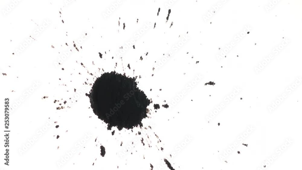 Dots of ink splattered on white background. Top view. Perfect assets for visual effects or transitios. Dots of ink splattered on white background. Top view. Perfect assets for visual effects or transitios.