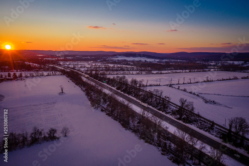 Aerial Landscape of Snow in Clinton New Jersey