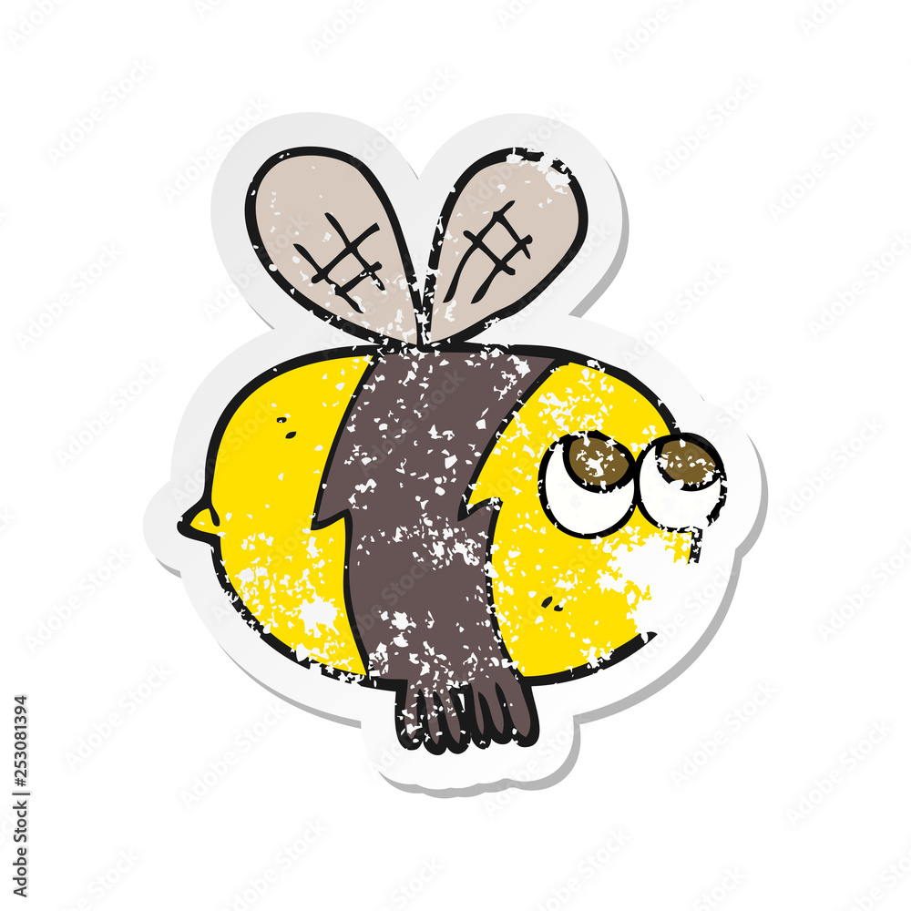 Fototapeta premium retro distressed sticker of a cartoon bee