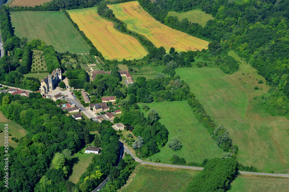Ambleville , France - july 7 2017 : aerial picture of the village