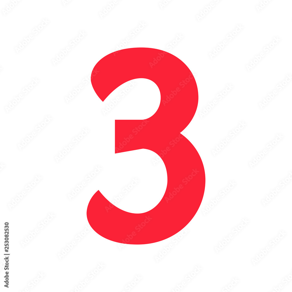 Number 3, cartoon three number vector Number 3, cartoon three number vector
