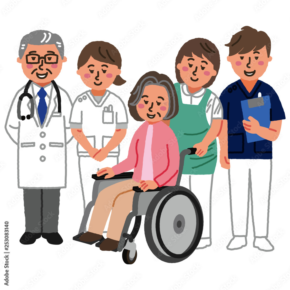 患者さんをサポートする医療スタッフのイラスト Stock Vector Adobe Stock