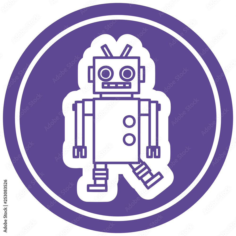 Fototapeta premium dancing robot circular icon