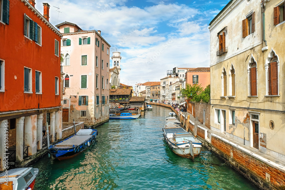 Venice Italy Canal with boats