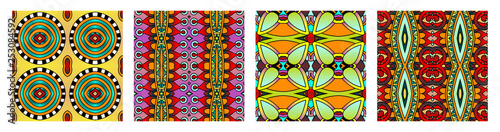 set of different seamless colored vintage geometric pattern