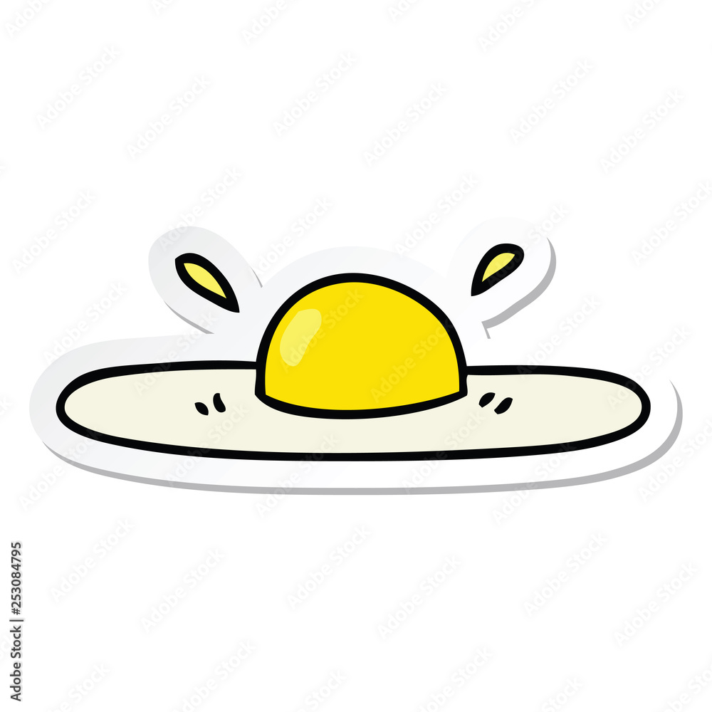 sticker of a quirky hand drawn cartoon fried egg sticker of a quirky hand drawn cartoon fried egg