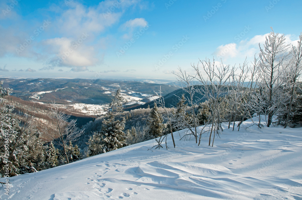 frosty day on the top of the mountain