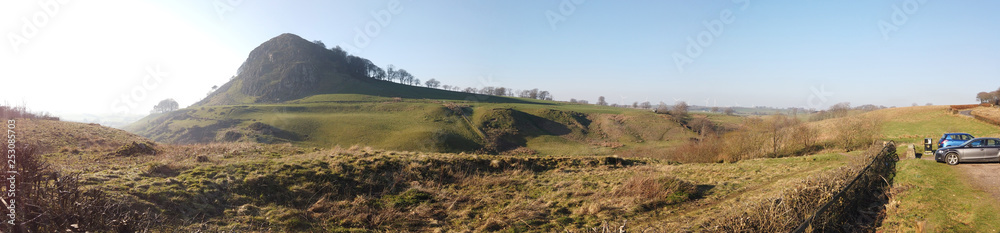 One hundred and eighty degree panorama of the countryside around Loudoun Hill in East Ayrshire, Scotland. One hundred and eighty degree panorama of the countryside around Loudoun Hill in East Ayrshire, Scotland.