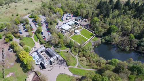 Aerial image over the visitor centre at Mugdock country park.