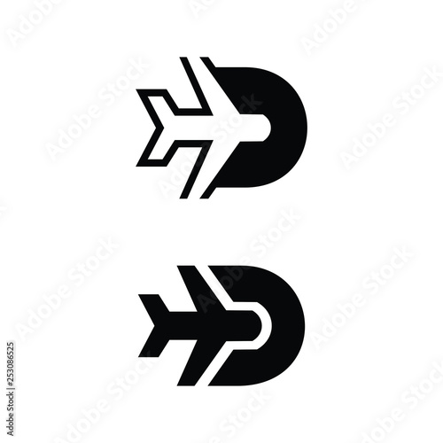 letter D with aircraft concept 