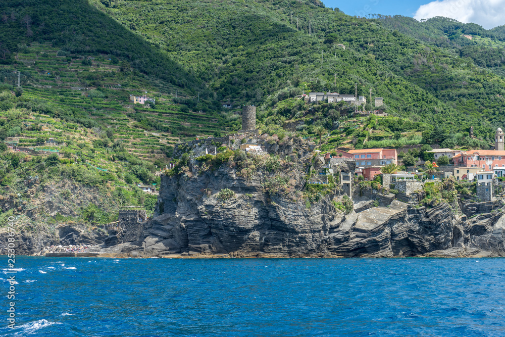 Italy, Cinque Terre, Monterosso, SCENIC VIEW OF SEA AND BUILDINGS