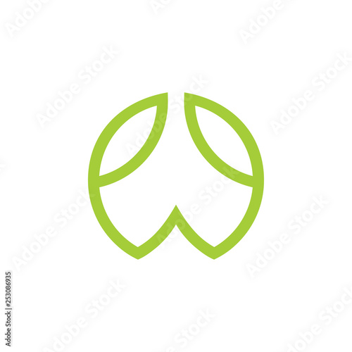 letter w leaf geometric logo vector
