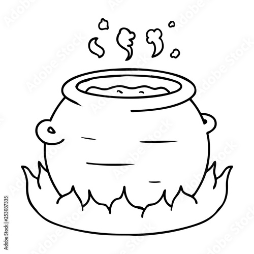line drawing doodle of a pot of stew