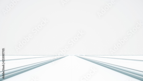 Futuristic abstract light way to stage. Future concept background. CGI illustration.