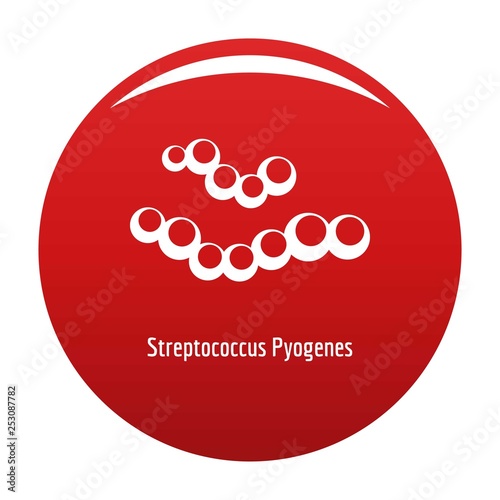 Streptococcus pyogenes icon. Simple illustration of streptococcus pyogenes vector icon for any design red photo