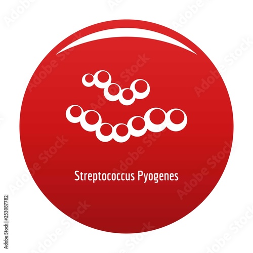 Streptococcus pyogenes icon. Simple illustration of streptococcus pyogenes vector icon for any design red