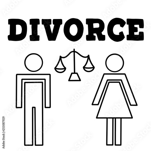 Vector illustrstion of divorced couple 