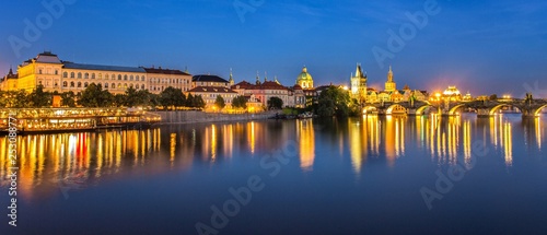 Prague Charles bridge night view background