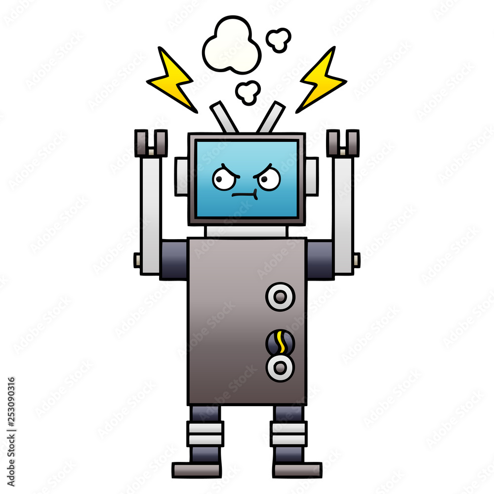 gradient shaded cartoon robot gradient shaded cartoon robot