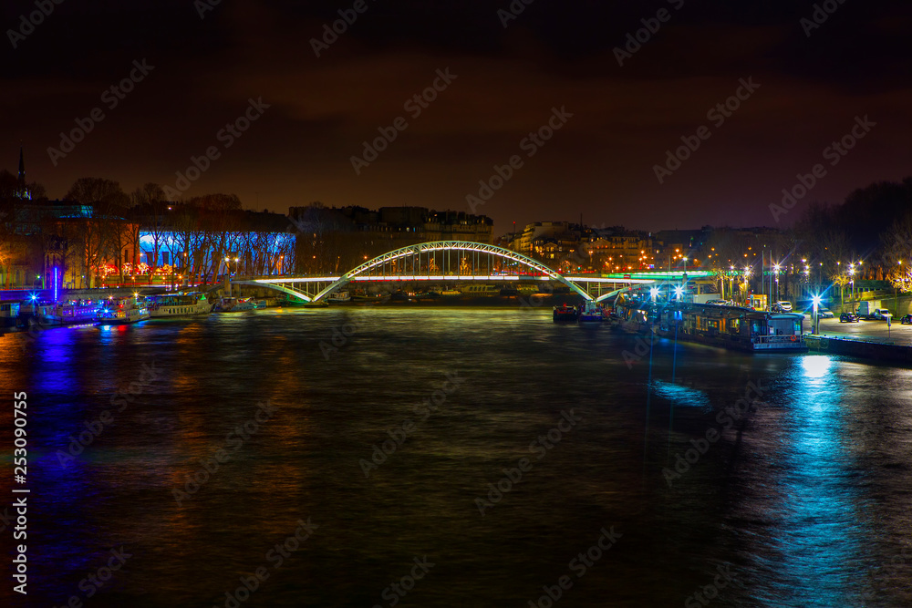 night view of Bridge Rouelle in Paris 