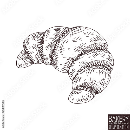 bakery product isolated on white background. Hand drawn bread food illustration. Sketch vintage objects for label, icon, packaging.