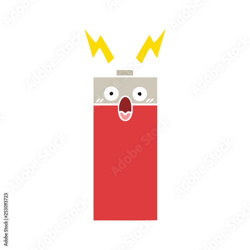 flat color retro cartoon battery