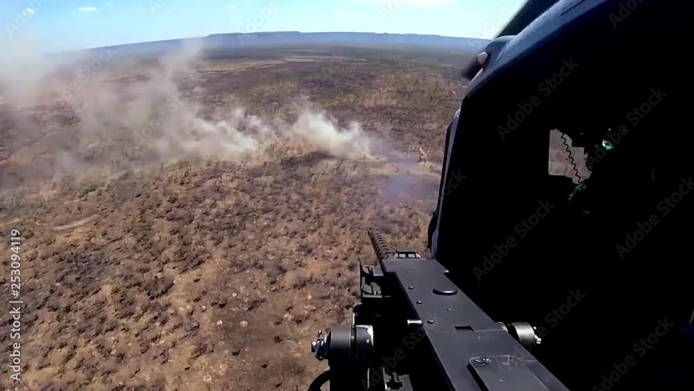 Helicopter landing in combat field