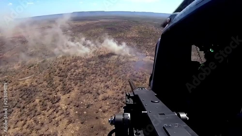 Helicopter landing in combat field