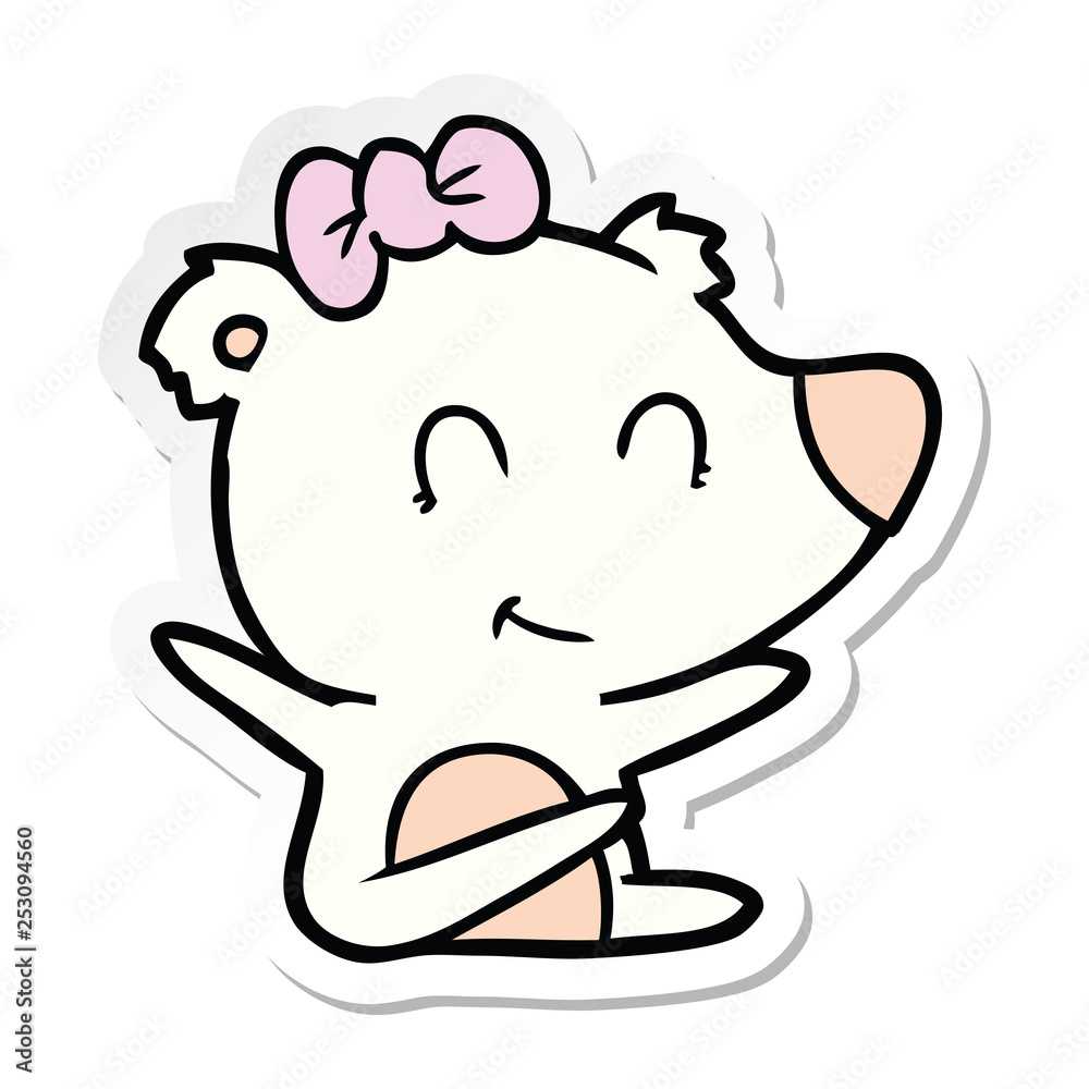 sticker of a female polar bear cartoon