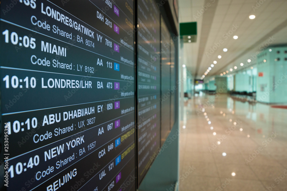 Fototapeta premium Airport board departures announces the next flights