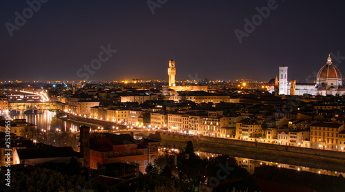 florence,tuscany/Italy 20 february 2019 :panoramic view of florence from michelangelo square at night