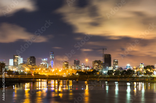 Night tel Aviv city beach background.