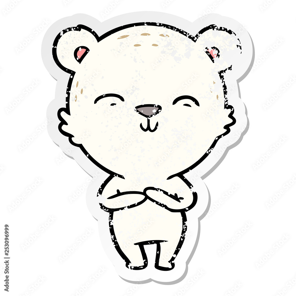 Obraz premium distressed sticker of a happy cartoon bear