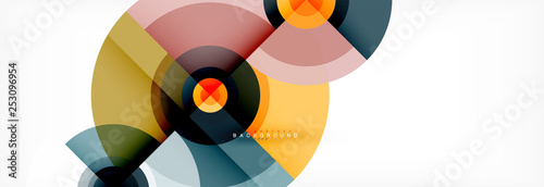 Minimal geometric circles and triangles abstract background, techno modern design, poster template