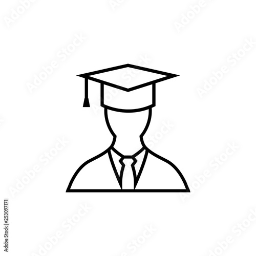 Graduate cap line icon, logo isolated on white background