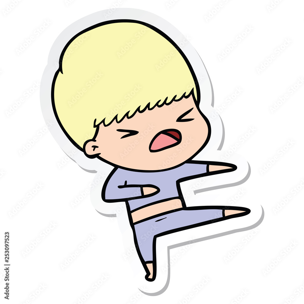 sticker of a cartoon stressed man