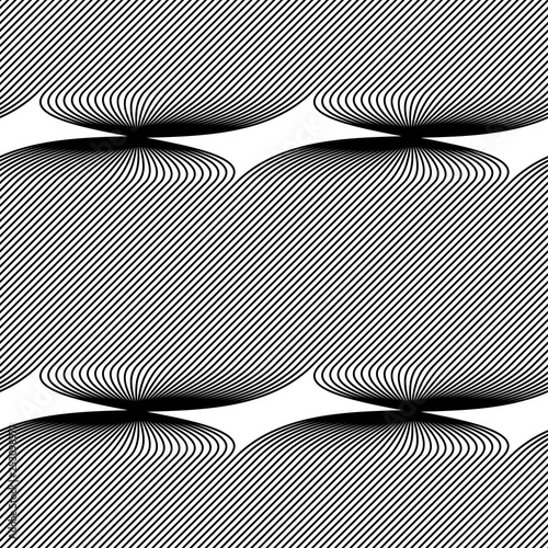 Abstract vector seamless op art pattern. Monochrome moire graphic ornament