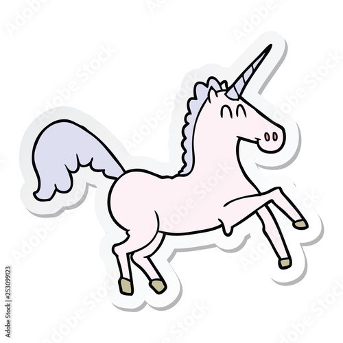 sticker of a cartoon unicorn
