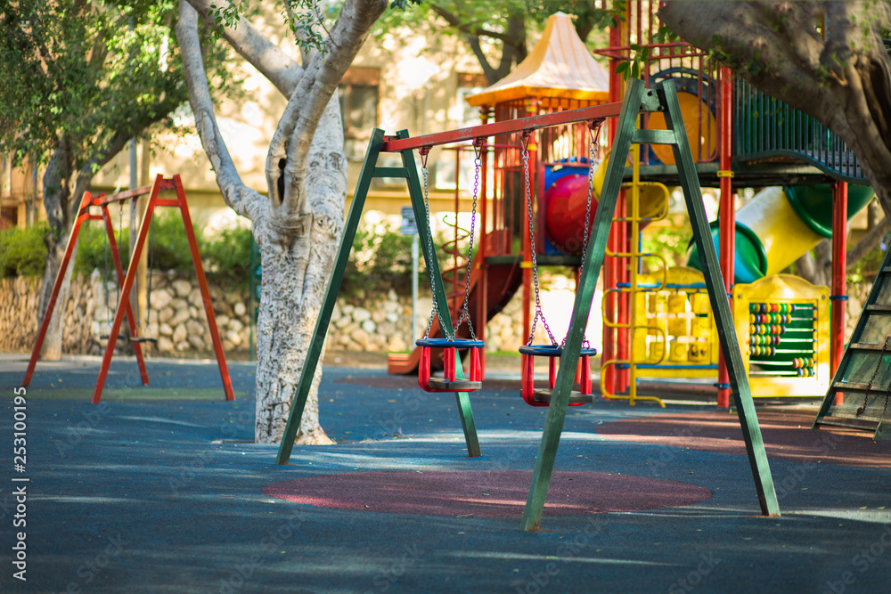 Children playground swings background. фотография Stock | Adobe Stock