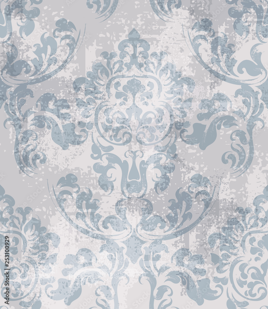 Rococo Baroque texture pattern Vector. Floral ornament decoration. Victorian engraved retro design. Vintage fabric decors. Luxury fabrics