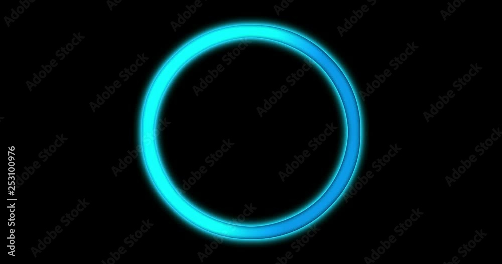blue neon light circle on black background blue neon light circle on black background