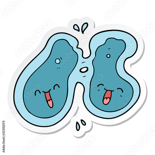 sticker of a cartoon cell dividing