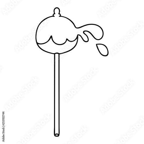 quirky line drawing cartoon toffee apple