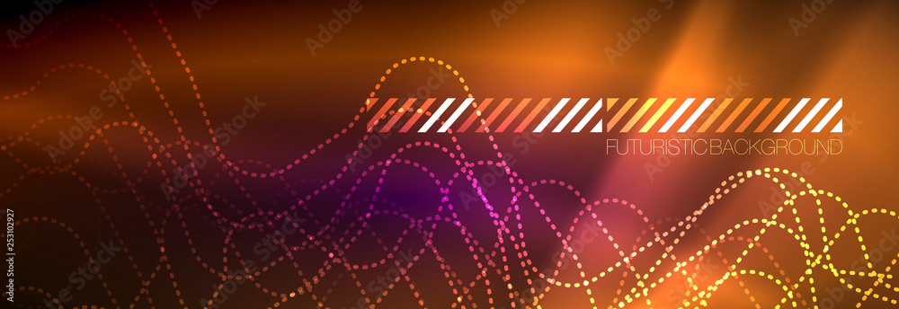 Glowing neon abstract lines, techno futuristic template Glowing neon abstract lines, techno futuristic template