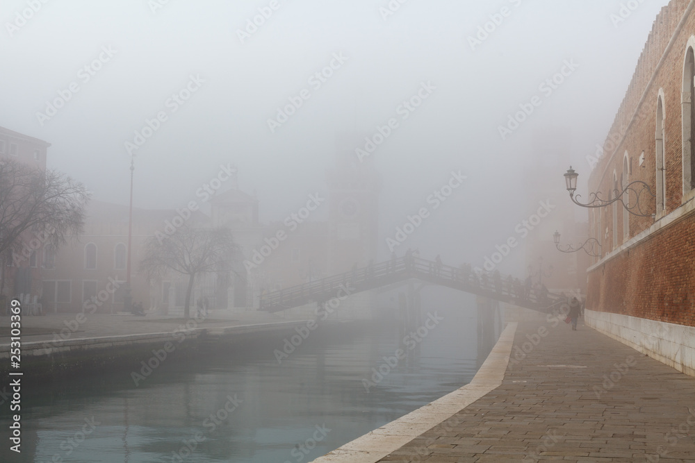Foggy weather at the Canal, Venice, Italy
