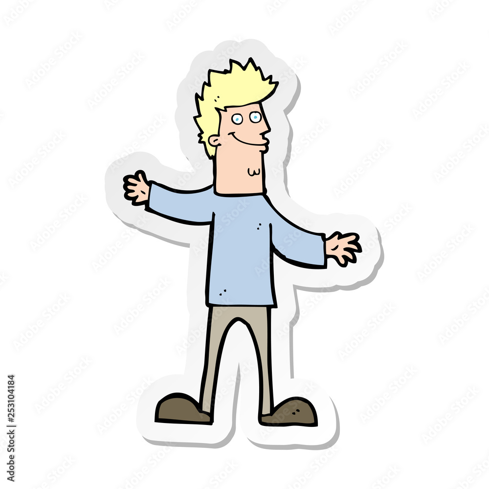 sticker of a cartoon happy man sticker of a cartoon happy man
