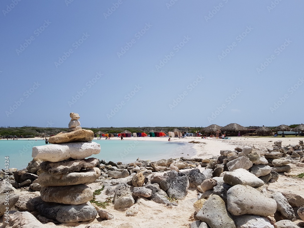 Stone sculpture on the baby beach in Aruba 